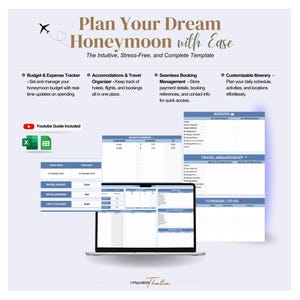 Luxury Honeymoon Planner | Budget and Travel Organizer | Digital Google Sheets & Excel Template for Stress-Free Trip Planning