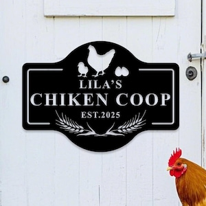 Custom Chicken Farm Metal Sign,Hen House Coop Sign,Personalized Hen Name Sign,Chicken Coop Wall Art, Farm Chicken house Decor, Hatching Eggs