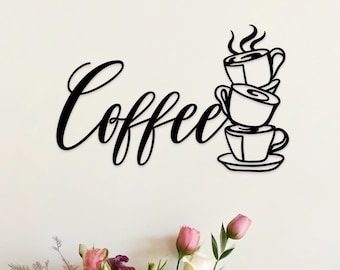 Coffee Metal Wall Art, Coffee Bar Sign, Coffee Sign for Home Kitchen, Coffee Shop Decor, Coffee Bar Decor, Coffee Lover Gift, Coffee Sign