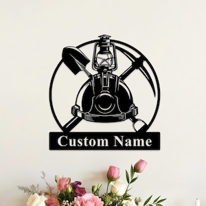 Placa de metal personalizada para mineração de carvão, mineiro personalizado, placa com nome do mineiro personalizada, arte de parede de metal para ferramentas de mineração, presentes para mineiros de carvão, presente para o dia dos pais