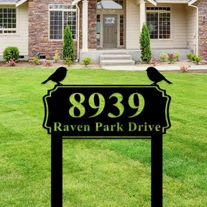 Personalized Birds House Number Sign, Birds Outdoor Yard Art, Custom Modern House Numbers, Address Numbers Garden Stakes, Address Metal Sign