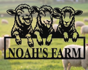 Custom Sheep Farmhouse Metal Sign, Personalized Lamb Sign, Goat Sheep Metal Wall Art, Sheep Farm Decor, Sheep Ranch Sign, Farmer Gift
