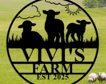 Custom Sheep Metal Farm Sign,Sheep Wall Art,Sheep Farm Decor,Personalized Sheep Name Sign,Lamb Farmhouse Decor,Farmer Gift