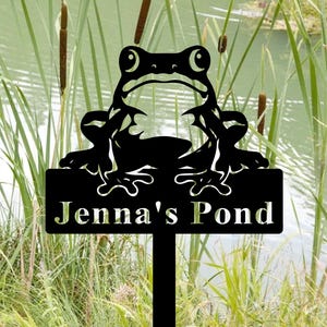 Custom Frog Metal Sign, Frog Pond Sign, Funny Frog Decor, Personalized Frog Name Sign, Frog Pond Decor, Lake House Sign, Frog Garden Decor