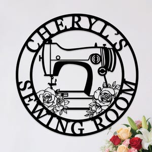 Personalized Sewing Machine Decor,Custom Sewing Machine Sign,She Shed Craft Room Decor,Quilting Metal Sign,Metal Sewing Sign,Gifts for Mom