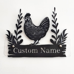 Benutzerdefinierte Hühner Bauernhof Metallschild, Hen House Coop Zeichen, Farm Coop Zeichen, personalisierte Hen Name Zeichen, Hühner Coop Wandkunst, Eier auf dem Bauernhof Hausschild