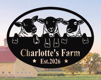 Custom Sheep Metal Sign, Personalized Sheep Farmhouse Metal Wall art, Farm Lamb Sign, Sheep Farm Decor, Sheep Ranch Sign, Sheep Gift