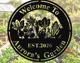Personalized Vegetable Metal Sign,Custom Garden Sign, Garden Name Decor, Metal Yard Art,Vegetable Plot Decor, Gardener Gift