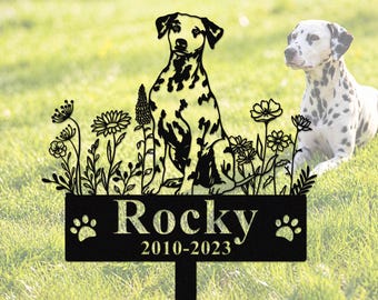 Personalized Dalmatian Memorial Stake, Custom Dog Grave Marker, Dalmatian Remembrance Metal Garden Stake, Loss of Dog Sympathy Gift