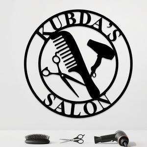 Personalized Hair Salon Metal Sign, Custom Salon Wall Decor, Salon Welcome Sign, Hairstylist Sign, Beauty Salon Wall Art, Hairstylist Gift
