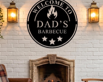 Personalized Metal Barbecue Wall Art, Custom BBQ Metal Sign, Barbecue Sign For Outdoor, Man Cave Sign, Grilling Gift For Dad,Patio Decor