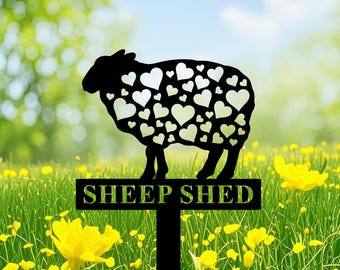 Custom Sheep Farm Sign, Sheep Metal Stake, Sheep Name Sign, Sheep Garden Decor, Sheep Yard Art, Sheep Ranch Sign, Sheep Memorial Gift