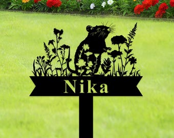 Benutzerdefinierte Ratte GedenkGrabmarker, personalisiertes Blumen Gerbil Zeichen,Ratte Garten Namensschild ,,Ratte Erinnerung Einsatz, Metall Hof Zeichen,Haustier Verlust Geschenk