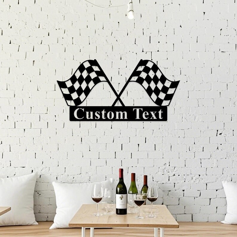 Custom Checkered Flag Racing Sign,start Finish Racing Flag Metal Sign ...