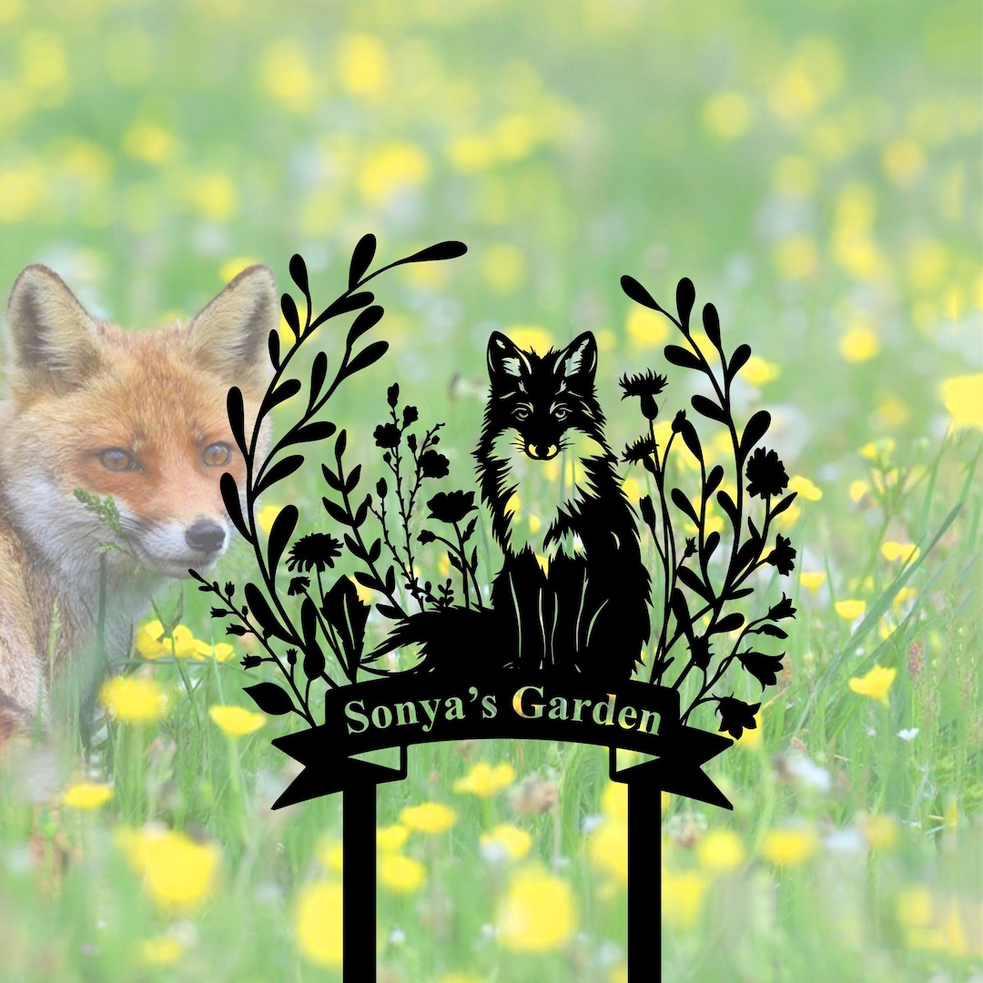 Personalized Fox Metal Sign,custom Fox Yard Decor,fox Address Sign,fox ...