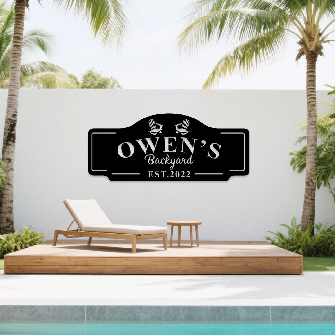 Personalized Backyard Metal Sign, Custom Family Name Pool Sign, Outdoor ...