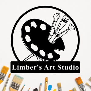 Letrero metálico de pintura personalizado, letrero de estudio de arte personalizado, letrero de herramientas de artista, letrero con el nombre del pintor, decoración de estudio de arte, regalo para amantes del dibujo