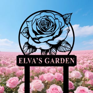 Custom Rose Garden Sign with Stake, Personalized Metal Rose  Garden Sign, Rose Garden Stake, Gardener Name Sign, Flowers Yard Sign Decor