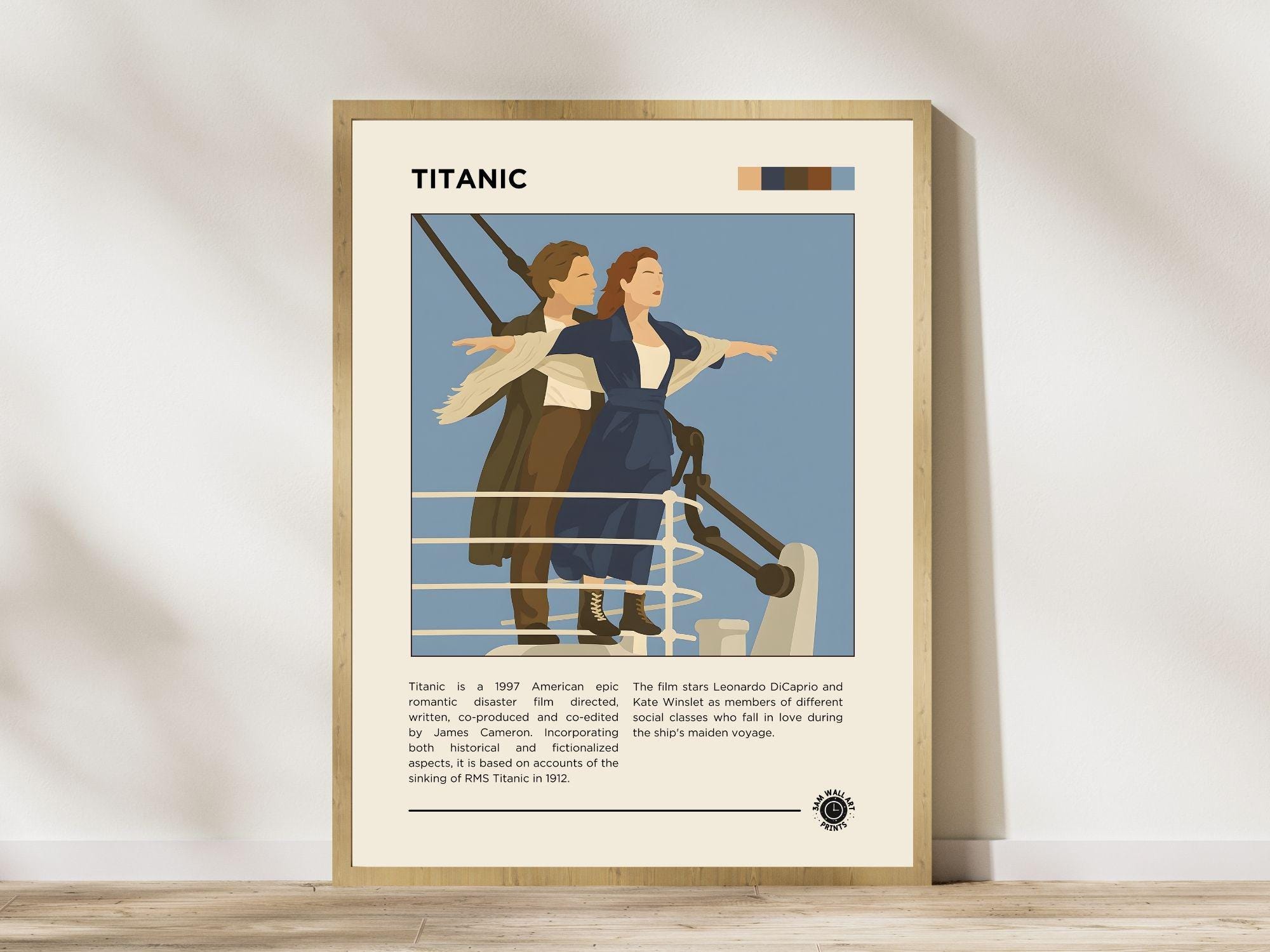 Titanic Poster Minimalist Movie Wall Art for Home Theater Retro Decor Cinema Lover Gift Digital Printable Movie Prints Instant Download PDF