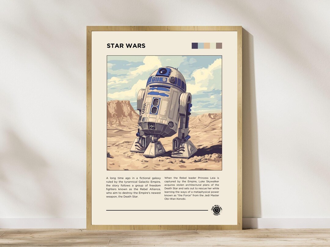 Retro R2-D2 Star Wars Movie Poster: Home Office Wall Art (digital ...