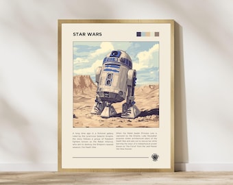 Retro Movie Poster Star Wars R2-D2 Digital Printable Poster Movie Prints Wall Art Office Home Decor Instant Download PDF