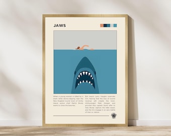 Jaws Movie Poster Minimalist Shark Movie Cinematic Printable Retro Poster Movie Prints Wall Art Office Home Decor Instant Download PDF