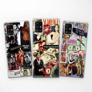 Custodia per telefono alla moda con motivo Scarface adatta a Samsung S25 Ultra S24 FE S23 S22 S21 adatta a Samsung A56 A55 A54 A53 A52s A36 A35 A16 A15 A14