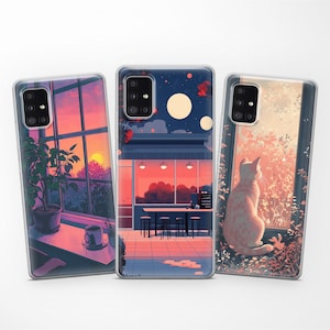 Lo-fi Sunset Aesthetic Phone Case fits Samsung S25 Ultra S24 FE S23 S22 S21 fit Samsung A56 A55 A54 A53 A52s A36 A35 A16 A15 A14