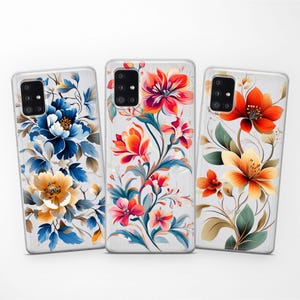 Flowers Transparent Phone Case fits Samsung S25 Ultra S24 FE S23 S22 S21 fit Samsung A56 A55 A54 A53 A52s A36 A35 A16 A15 A14