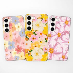 Aesthetic Floral Pattern Cute Phone Case fits Samsung S25 S24 S23 Ultra S22 S21 S20 FE fit Samsung A56 A55 A54 A53 A52 A35 A16 A15 A14