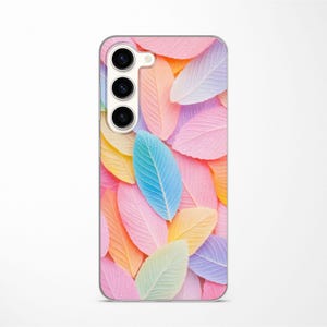 Pastel Colorful Leaf Nature Modern Phone Case fits Samsung S25 S24 S23 Ultra S22 S21 S20 FE fit Samsung A56 A55 A54 A53 A52 A35 A16 A15 A14