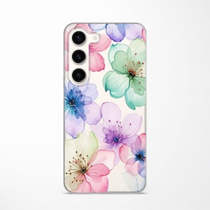 Flower Nature Transparent Colorful Phone Case fits Samsung S25 S24 S23 Ultra S22 S21 S20 FE fit Samsung A56 A55 A54 A53 A52 A35 A16 A15 A14