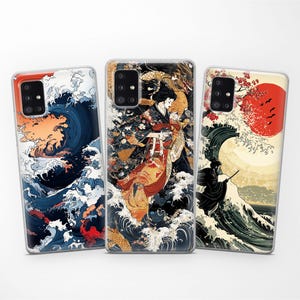 Japanese Art Phone Case: Manga Wave Design, Soft TPU Gel