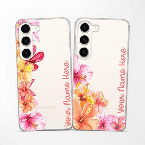 Floral Custom Name Cute Elegant Phone Case fits Samsung S25 S24 S23 Ultra S22 S21 S20 FE fit Samsung A56 A55 A54 A53 A52 A35 A16 A15 A14