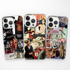 Scarface Movie Handyhülle Collage Cover für iPhone 16 Pro 16e 15 14 13 12 11 passend für Samsung S25 S24 S23 A56 A55 A54 A16 A15 & Pixel 9