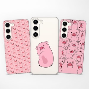 Cute Piggy Clear Pink Phone Case fits Samsung S25 Ultra S24 FE S23 S22 S21 fit Samsung A56 A55 A54 A53 A52s A36 A35 A16 A15 A14