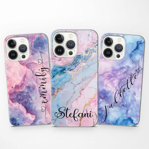 Custom Name Marble Phone Case: Personalized iPhone, Samsung Pixel Cover