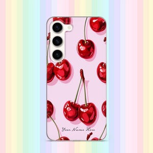 Custom Cute Cherry Aesthetic Phone Case fits Samsung S25 S24 S23 Ultra S22 S21 S20 FE fit Samsung A56 A55 A54 A53 A52 A35 A16 A15 A14