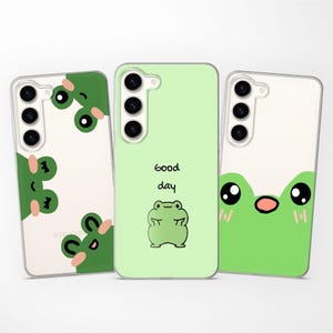 Klar Grün Frosch Tier Handyhülle passend für Samsung S25 Ultra S24 FE S23 S22 S21 fit Samsung A56 A55 A54 A53 A52s A36 A35 A16 A15 A14