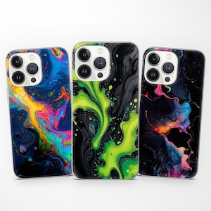 Abstract Neon Aesthetic Green Blue Phone Case fits Samsung S25 S24 S23 Ultra S22 S21 S20 FE fit Samsung A56 A55 A54 A53 A52 A35 A16 A15 A14