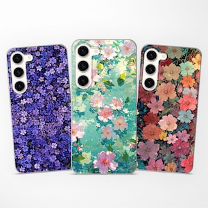 Floral Pattern Flowers Aesthetic Phone Case fits Samsung S25 Ultra S24 FE S23 S22 S21 fit Samsung A56 A55 A54 A53 A52s A36 A35 A16 A15 A14