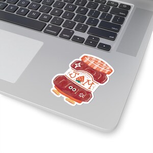 Cute Strawberry Jam Kiss-Cut Stickers for Laptops, Journals, Scrapbooking, Gift for Foodies, Fun Decor, Aesthetic Stickers