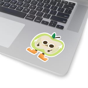 Cute Apple Character Kiss-Cut Stickers, Fun Laptop Decor, Fruit Lover Gift, Playful Wall Art, Kawaii Stickers
