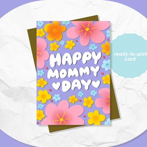 Pronto para imprimir 'Feliz Dia das Mães' Cartão Postal – Cartão Bonito e Imprimível para o Dia das Mães – Download Digital Instantâneo