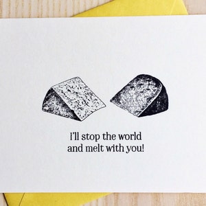 I Melt With You, I Love You Card, I Like You Card, Food Pun Card, Cheesy Card, New Wave Card, Eighties Card, Funny Valentine&#39;s Day Card