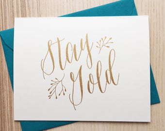 Stay Gold Greeting Card, The Outsiders Card, Stay Gold Ponyboy, Literary Quote, Literary Card, All Occasion, Love, Friendship, Father's Day,