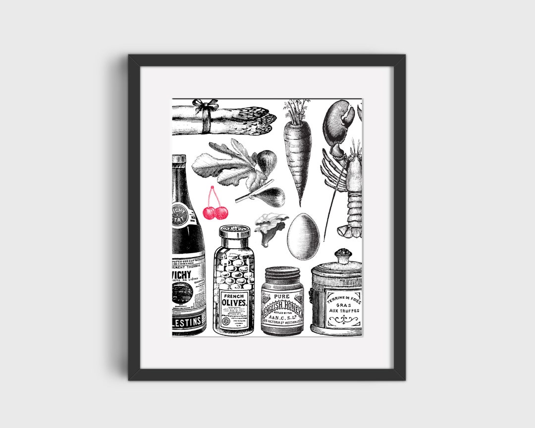 Vintage Kitchen Wall Print, Black and White Wall Print, 8 X 10 Wall Art ...