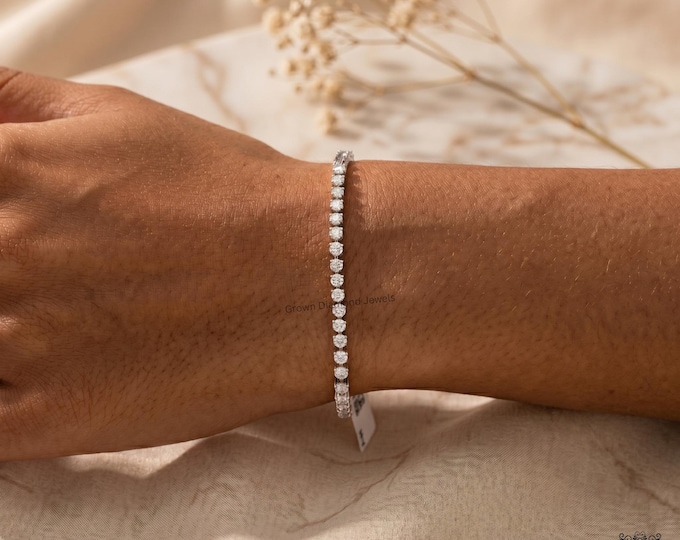 Lab Grown 1.20 Carat Diamond Tennis Bracelet: 14k Rose Gold, 2mm