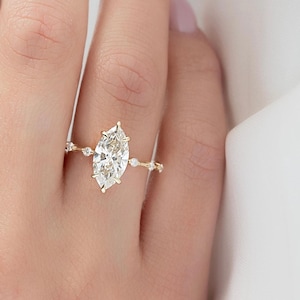 Vintage Style 3 Carat Marquise Lab Grown Diamond Engagement Ring
