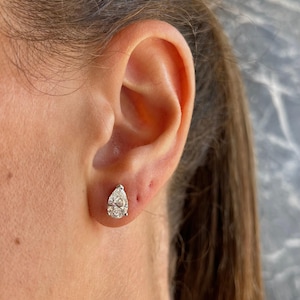 2 CTW Pear Lab Grown Diamond Stud Earrings: 14K White Gold, IGI Certified